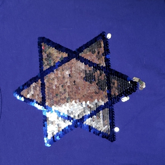 Cat & Jack Hanukkah Star of David Reversible Sequin Blue & Silver Dress XL - Picture 4 of 12
